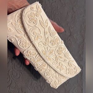 Made in France Hand Beaded BRIDAL Clutch.